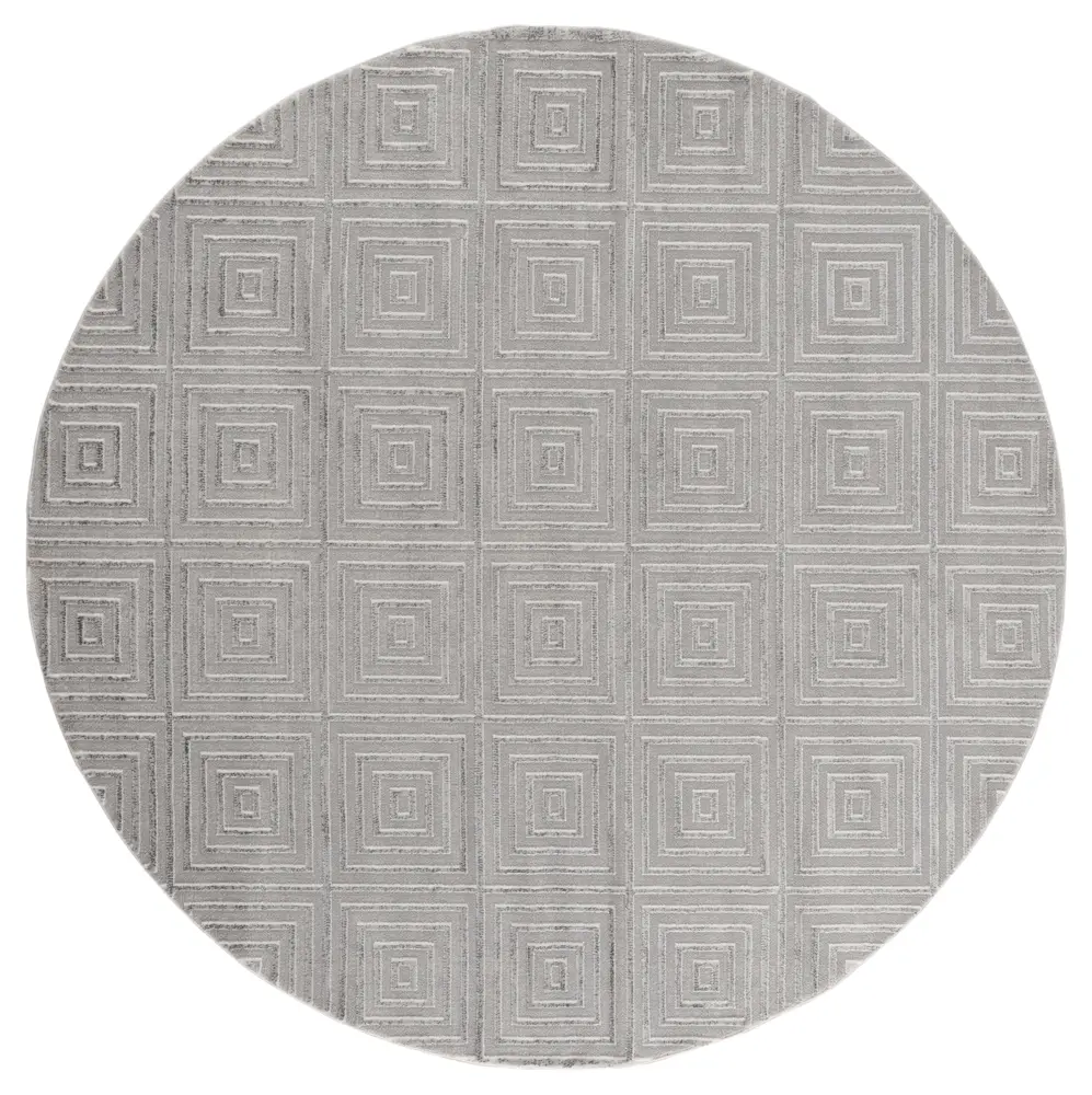 Cascades Tehama Silver Geometric Round Rug 7'10