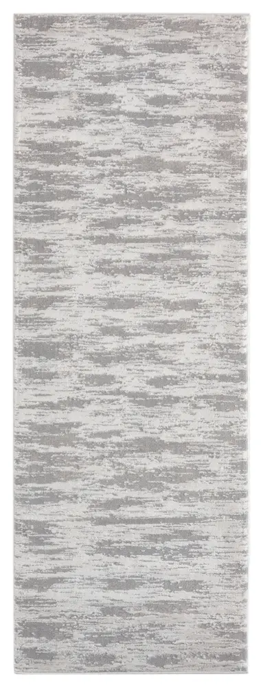 Cascades Salish Silver Abstract Runner Rug 2'7