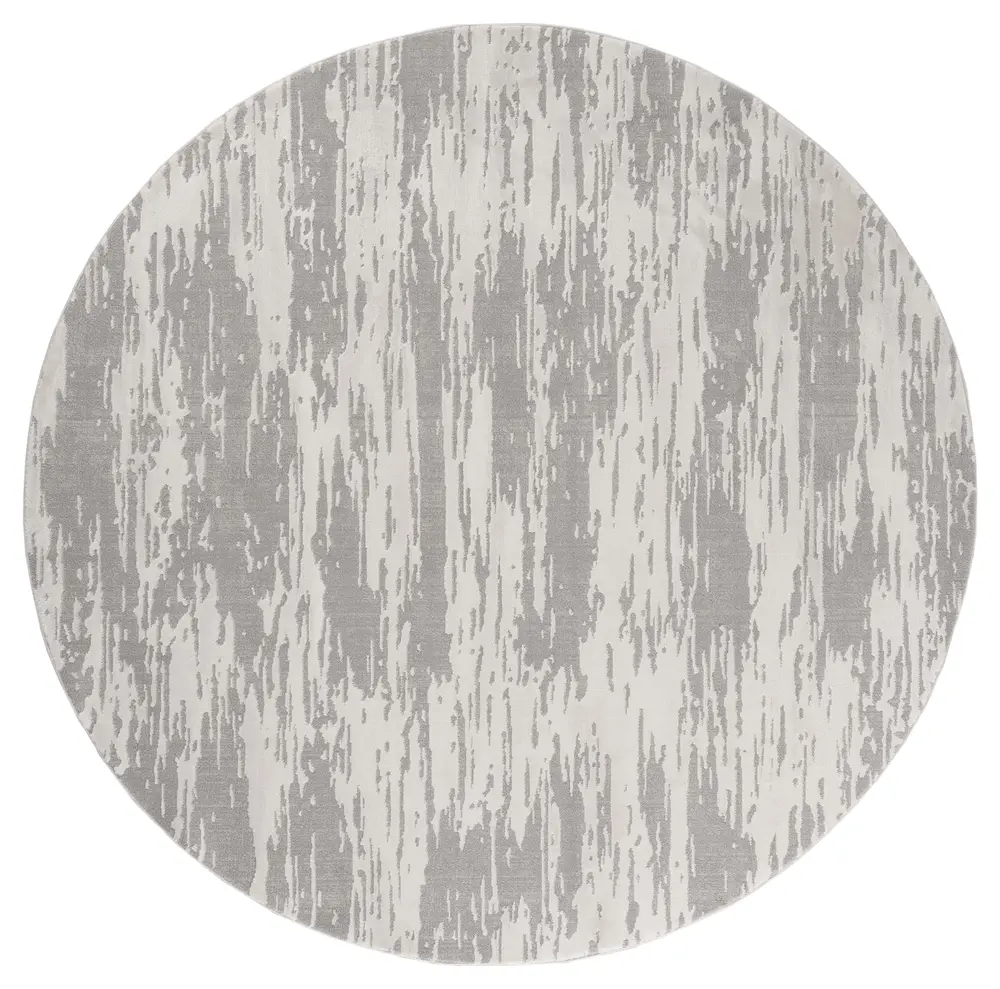 Cascades Salish Silver Abstract Round Rug 7'10
