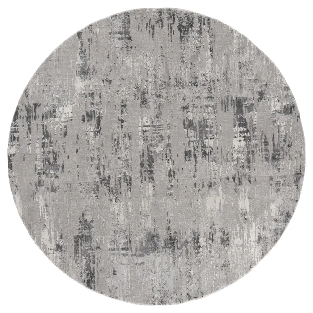 Cascades Salish Grey Abstract Round Rug 7'10
