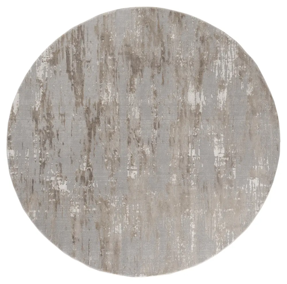 Cascades Salish Beige Abstract Round Rug 7'10