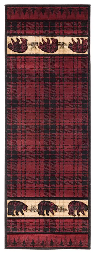United Weavers Cottage Bear Stone Burgundy Runner Rug 2'7