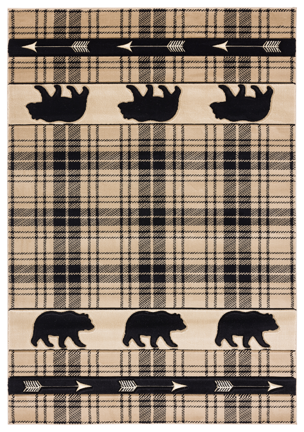 United Weavers Cottage Tartan Bear Beige Accent Rug 1'10