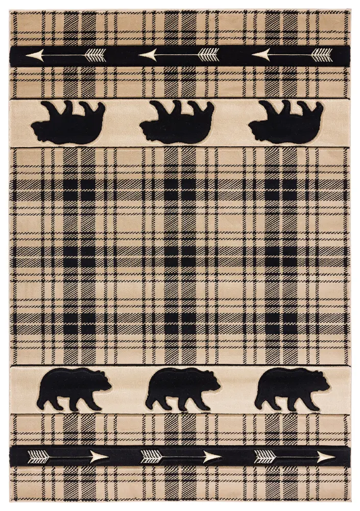 United Weavers Cottage Tartan Bear Beige Accent Rug 1'10
