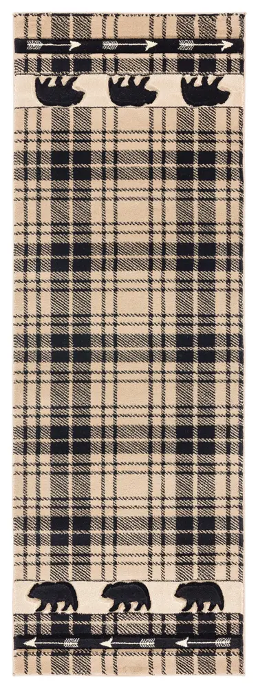 United Weavers Cottage Tartan Bear Beige Runner Rug 2'7