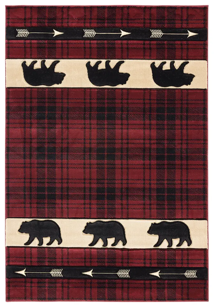 United Weavers Cottage Tartan Bear Burgundy Area Rug 7'10