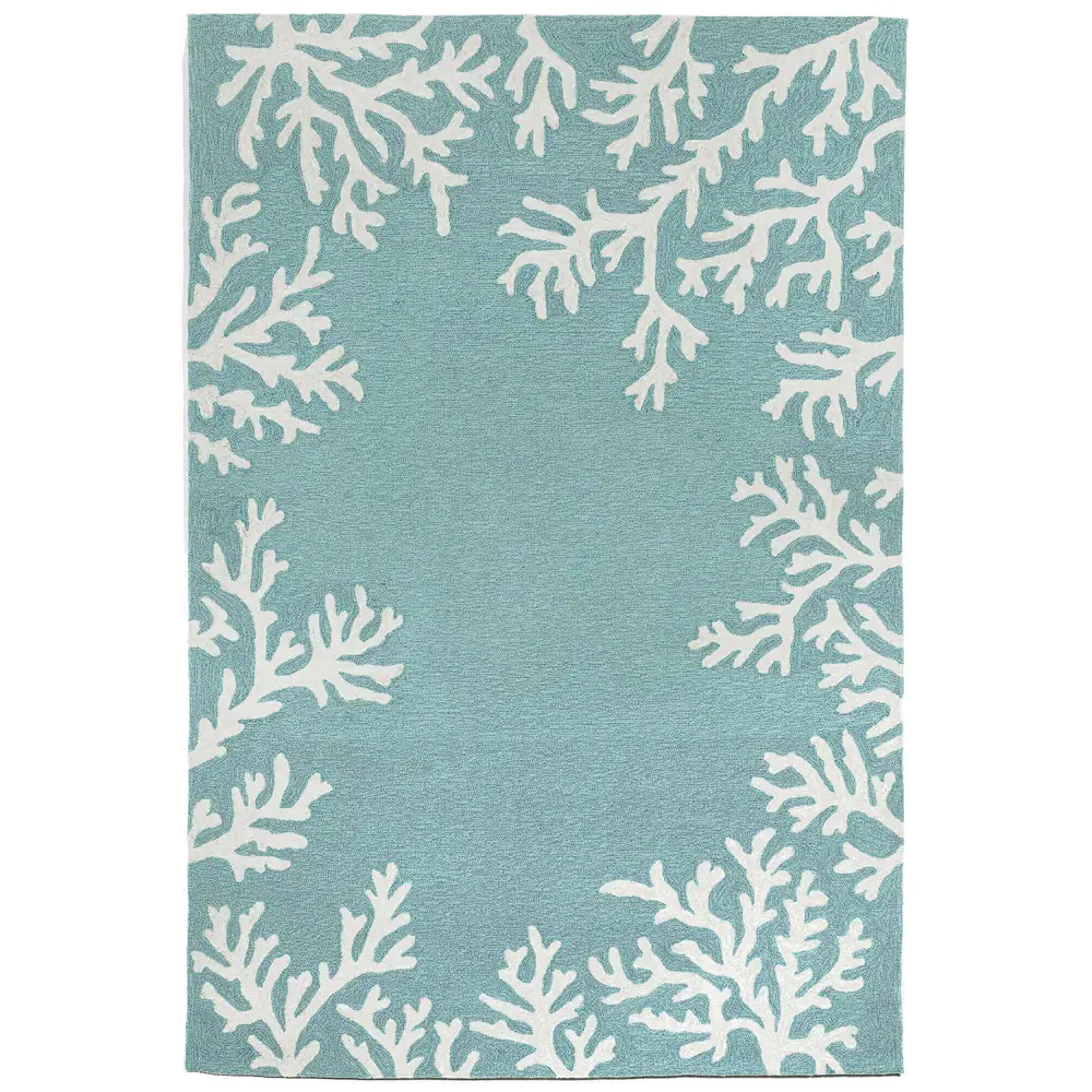 Liora Manne Capri Coral Border Indoor/Outdoor Area Rug Aqua 3'6