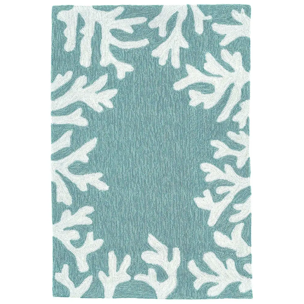 Liora Manne Capri Coral Border Indoor/Outdoor Area Rug Aqua 2' x 3'