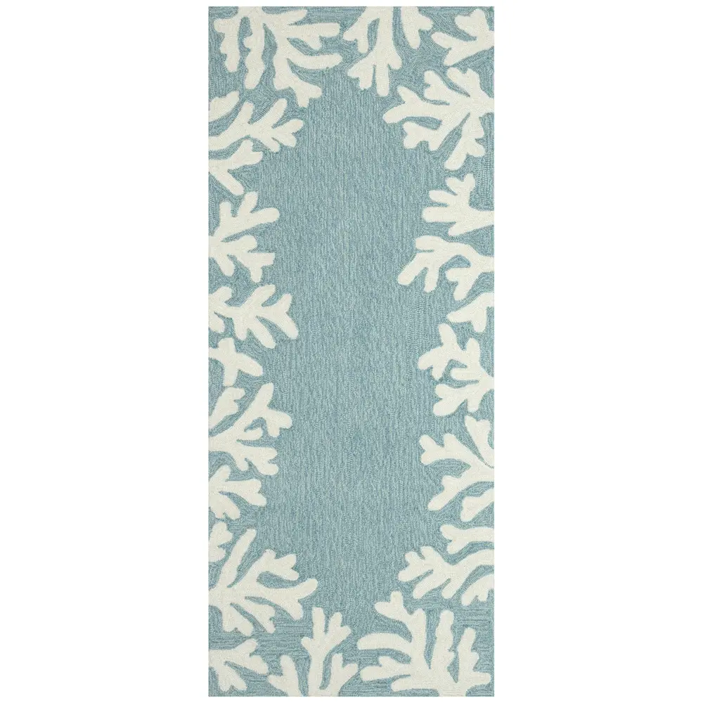 Liora Manne Capri Coral Border Indoor/Outdoor Area Rug Aqua 2' x 5'
