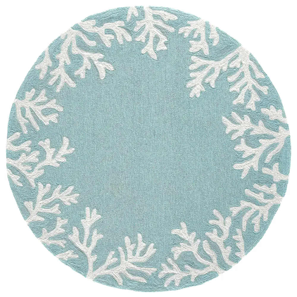Liora Manne Capri Coral Border Indoor/Outdoor Area Rug Aqua 5' Round