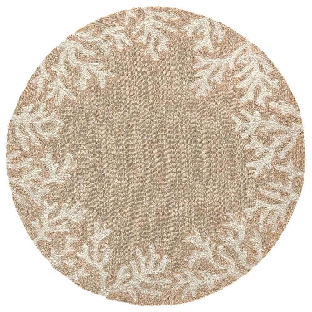 Liora Manne Capri Coral Border Indoor/Outdoor Area Rug Neutral 8' Round