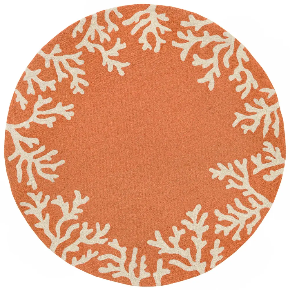Liora Manne Capri Coral Border Indoor/Outdoor Area Rug Coral 5' Round