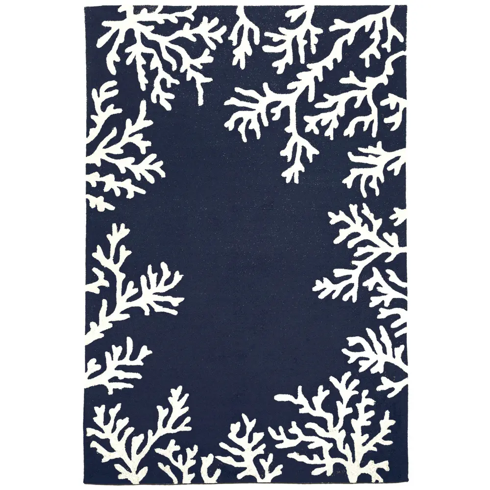 Liora Manne Capri Coral Border Indoor/Outdoor Area Rug Navy 7'6
