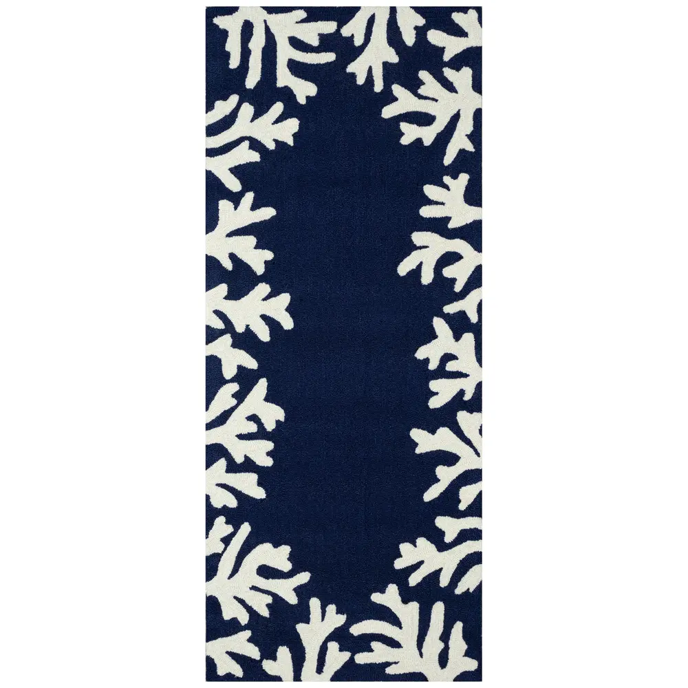 Liora Manne Capri Coral Border Indoor/Outdoor Area Rug Navy 2' x 5'