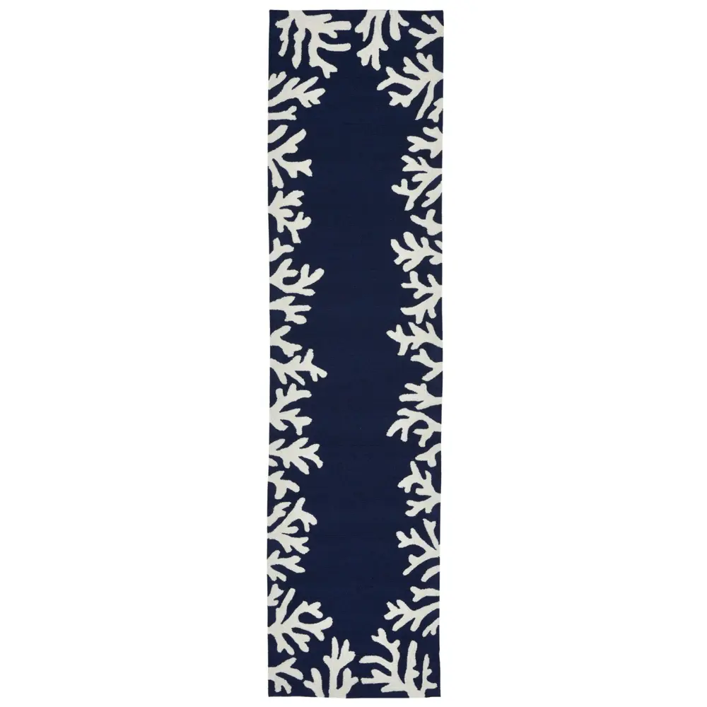 Liora Manne Capri Coral Border Indoor/Outdoor Area Rug Navy 2' x 8'