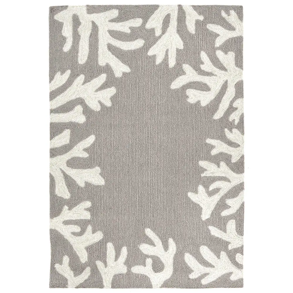 Liora Manne Capri Coral Border Indoor/Outdoor Area Rug Silver 2' x 3'