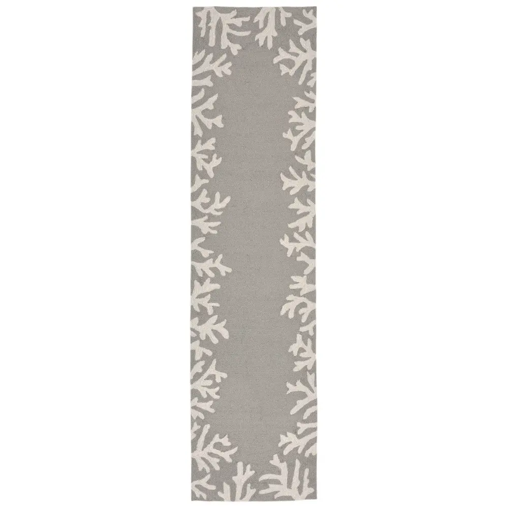 Liora Manne Capri Coral Border Indoor/Outdoor Area Rug Silver 2' x 8'