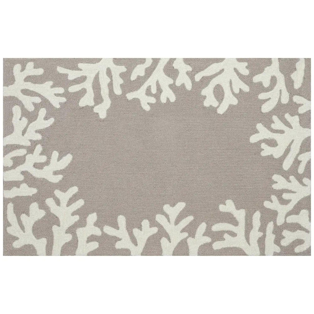 Liora Manne Capri Coral Border Indoor/Outdoor Area Rug Silver 2'6