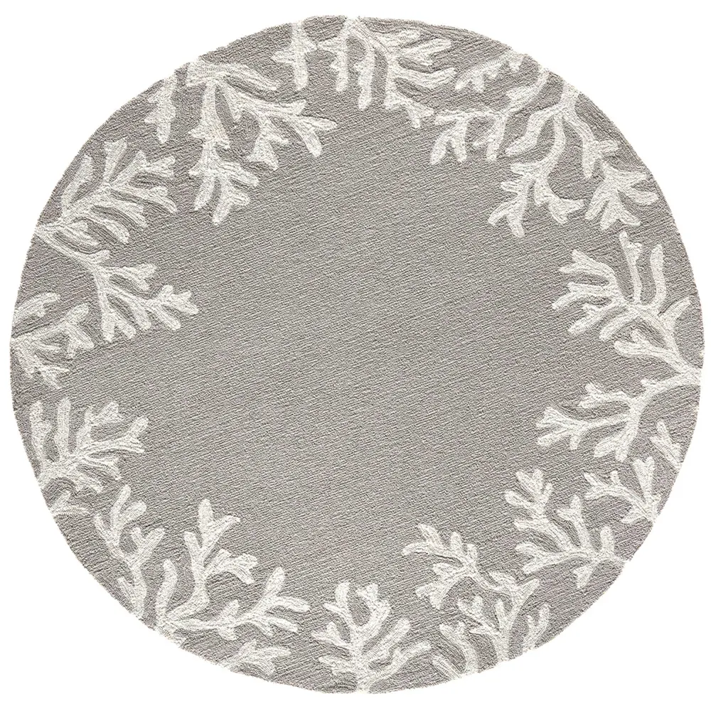 Liora Manne Capri Coral Border Indoor/Outdoor Area Rug Silver 5' Round