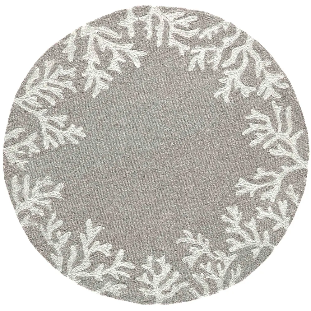 Liora Manne Capri Coral Border Indoor/Outdoor Area Rug Silver 8' Round