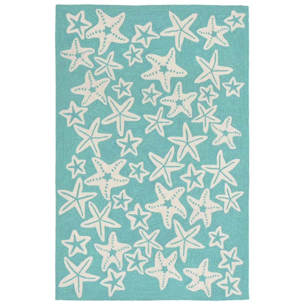 Liora Manne Capri Starfish Indoor/Outdoor Area Rug Aqua 3'6