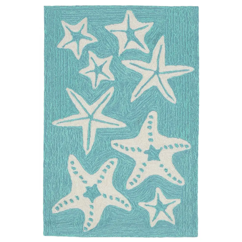 Liora Manne Capri Starfish Indoor/Outdoor Area Rug Aqua 1'8