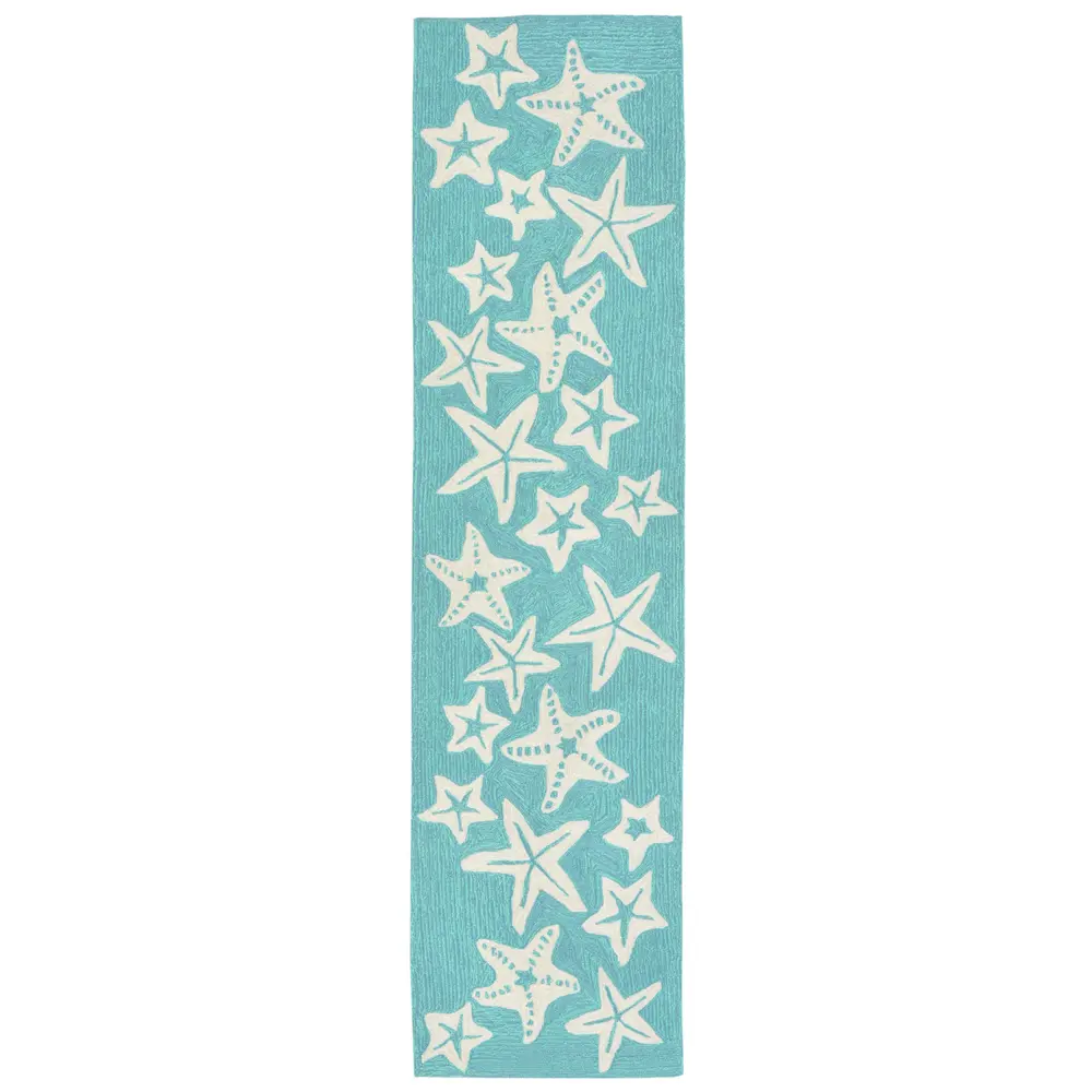 Liora Manne Capri Starfish Indoor/Outdoor Area Rug Aqua 2' x 8'