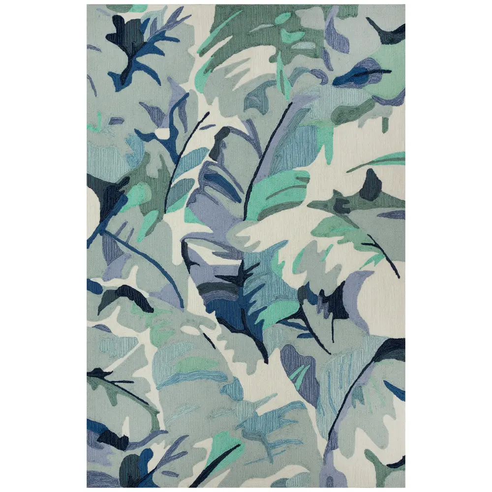Liora Manne Capri Palm Leaf Indoor/Outdoor Area Rug Blue 5' x 7'6