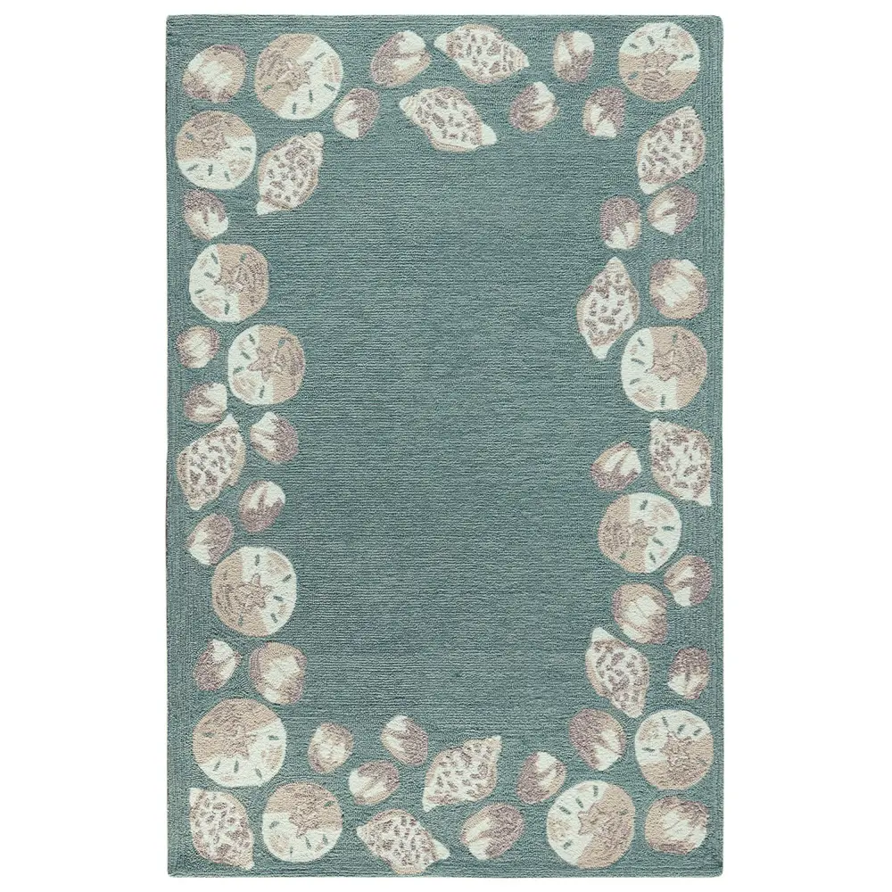 Liora Manne Capri Seashell Border Indoor/Outdoor Area Rug Aqua 3'6