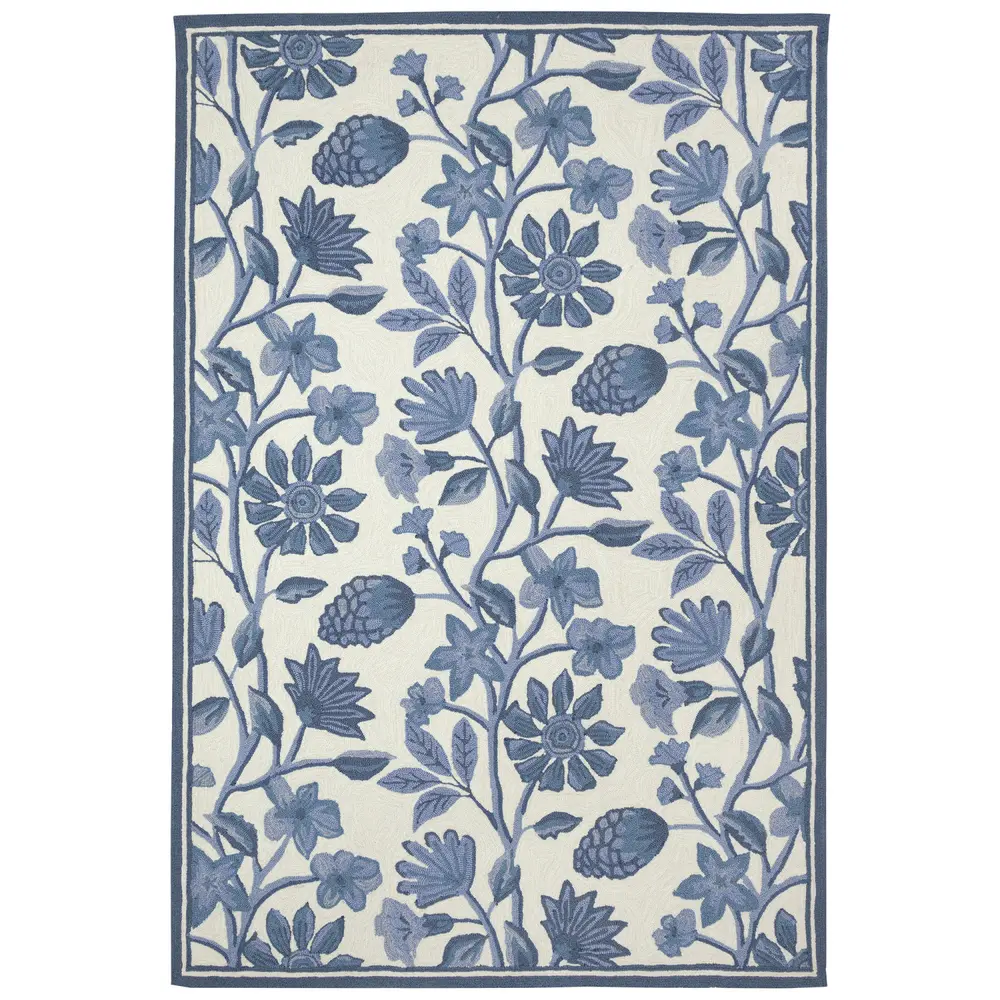 Liora Manne Capri Floral Vine Indoor/Outdoor Area Rug Blue 7'6