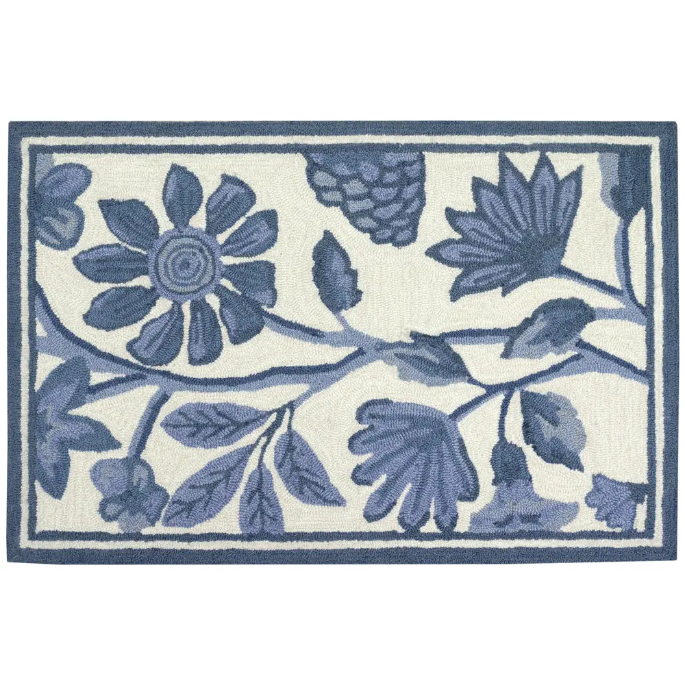 Liora Manne Capri Floral Vine Indoor/Outdoor Area Rug Blue 2' x 3'