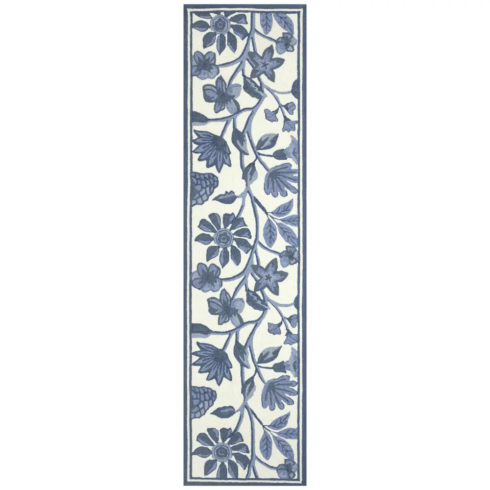 Liora Manne Capri Floral Vine Indoor/Outdoor Area Rug Blue 2' x 8'