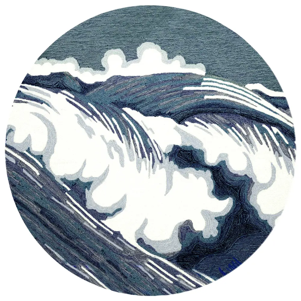 Liora Manne Capri Wave Indoor/Outdoor Area Rug Ocean 8' Round