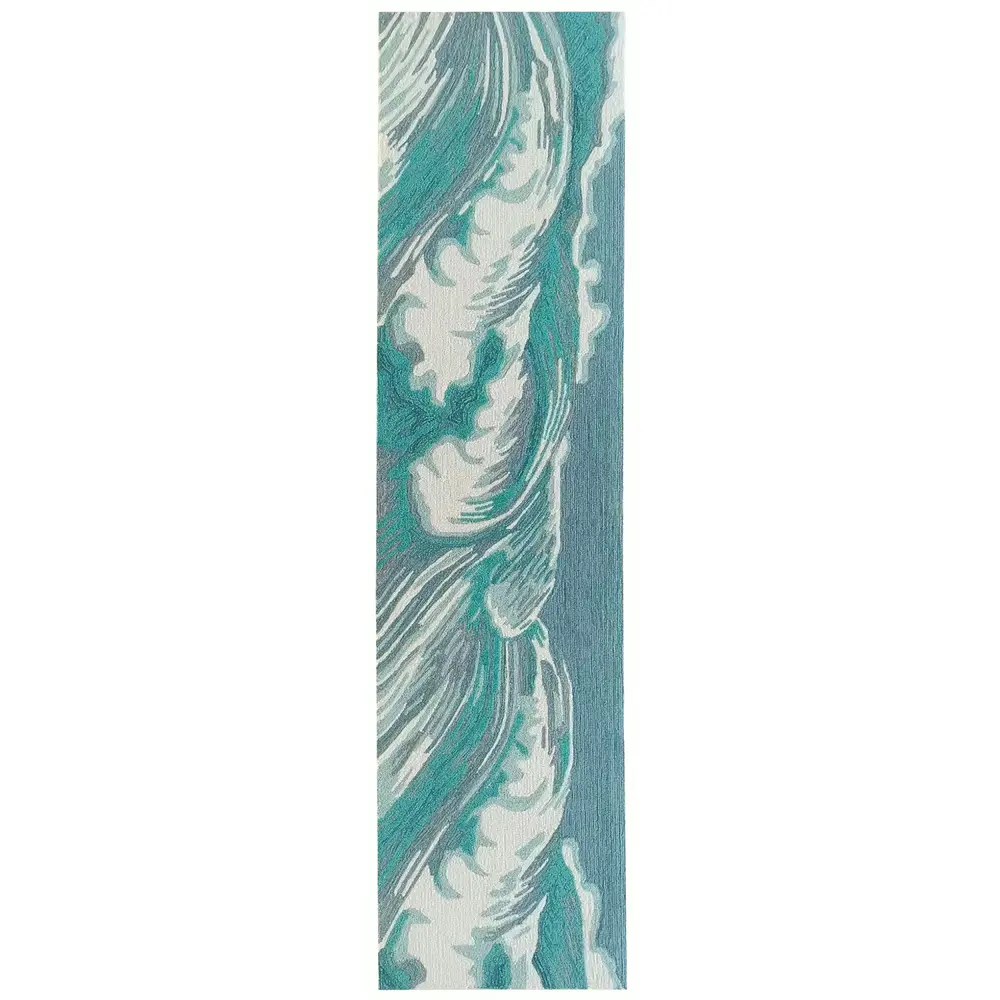 Liora Manne Capri Wave Indoor/Outdoor Area Rug Aqua 2' x 8'