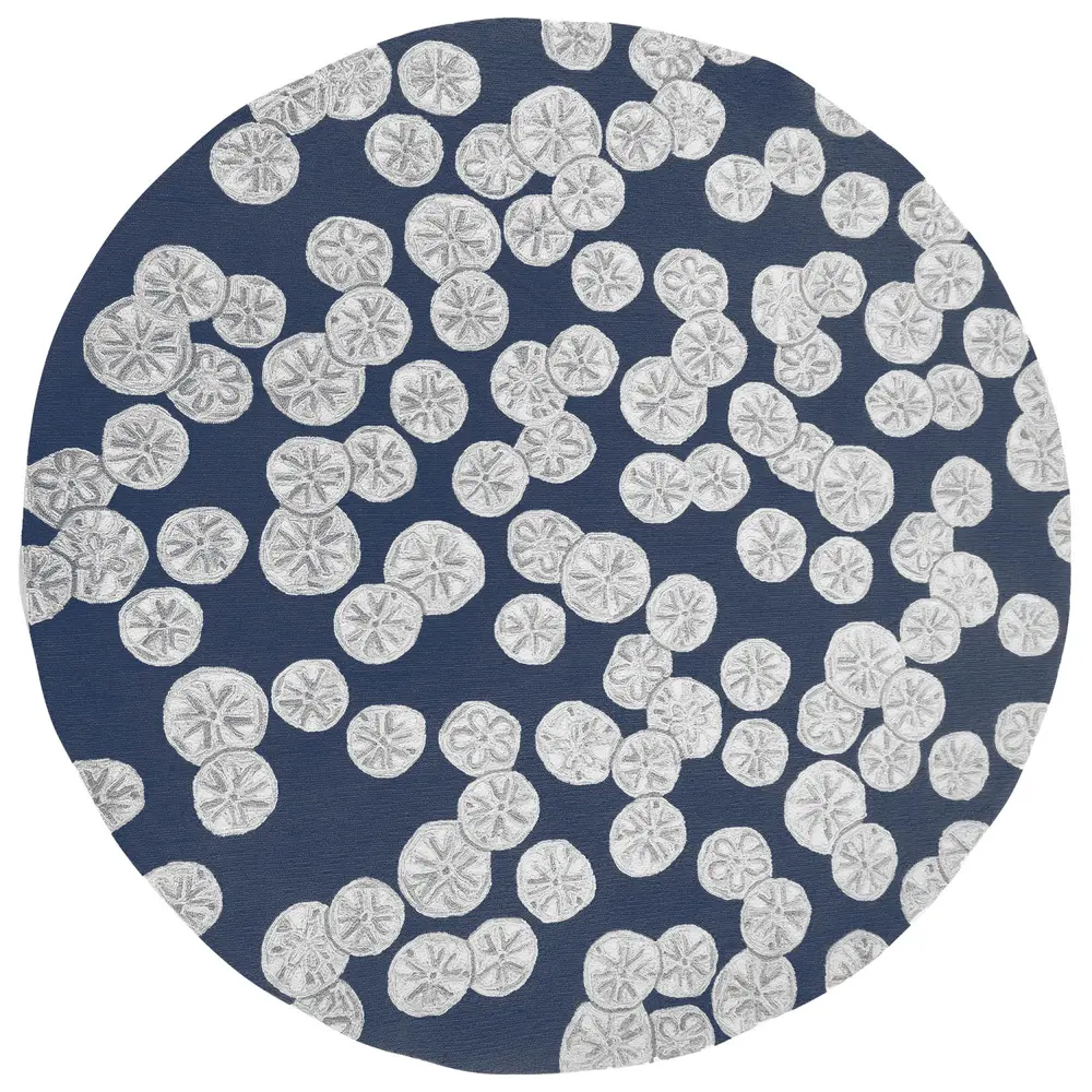 Liora Manne Capri Sea Biscuit Indoor/Outdoor Area Rug Navy 8' Round