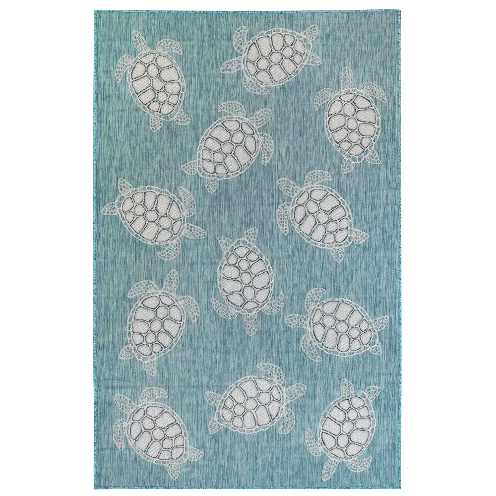 Liora Manne Carmel Seaturtles Indoor/Outdoor Area Rug Aqua 4'10