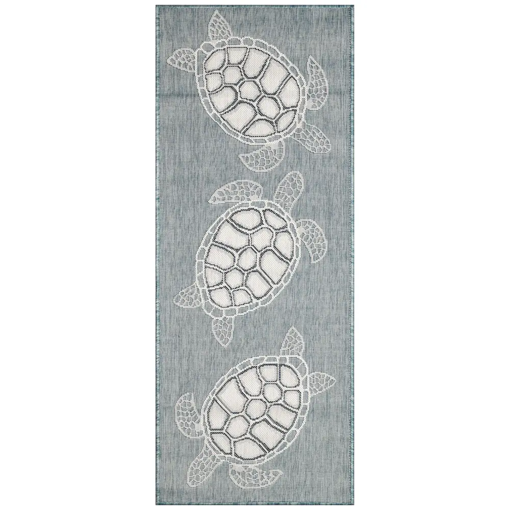 Liora Manne Carmel Seaturtles Indoor/Outdoor Area Rug Aqua 1'11