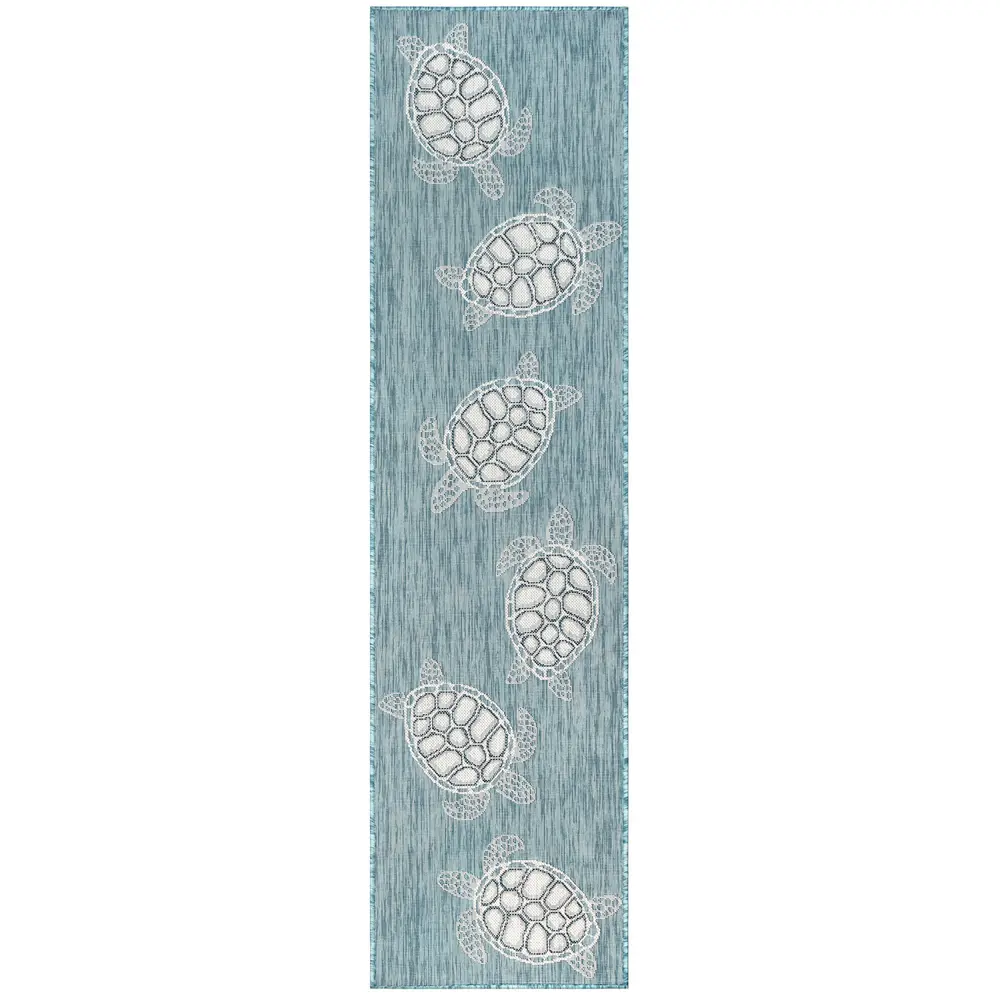 Liora Manne Carmel Seaturtles Indoor/Outdoor Area Rug Aqua 1'11