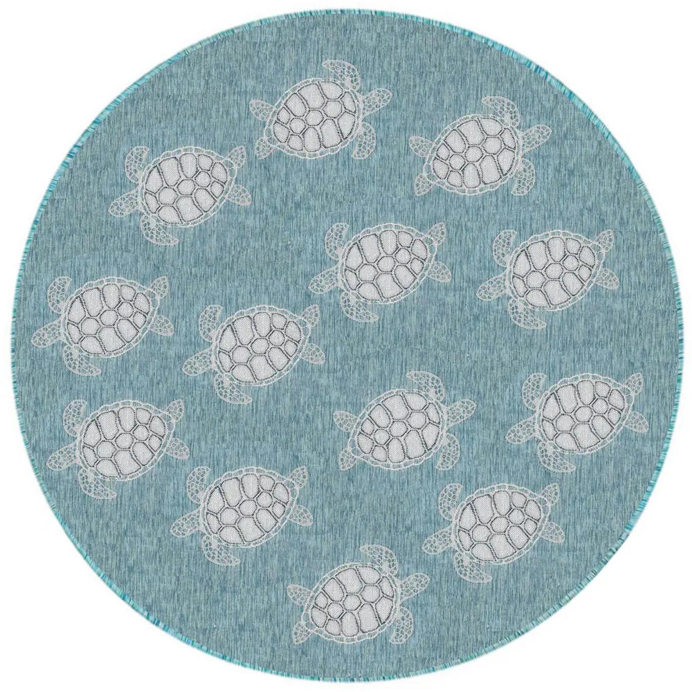 Liora Manne Carmel Seaturtles Indoor/Outdoor Area Rug Aqua 7'10