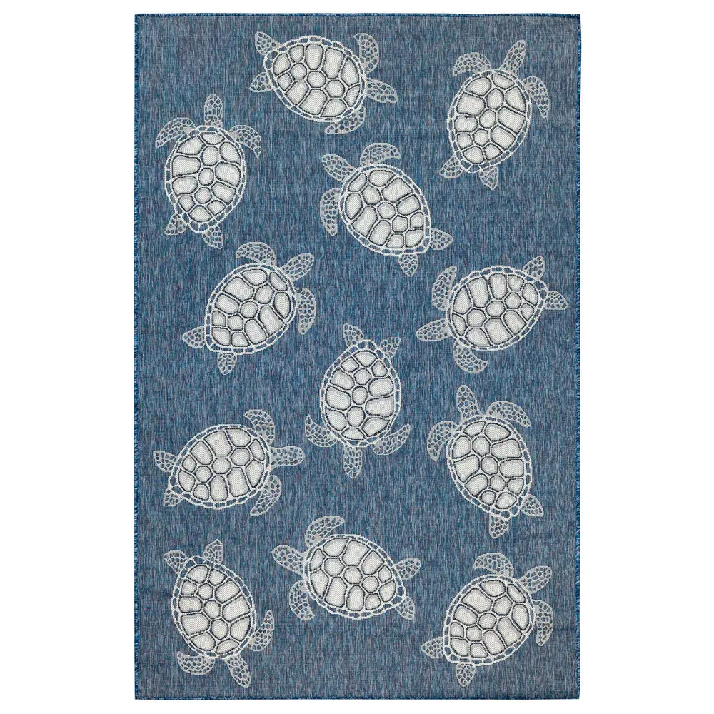 Liora Manne Carmel Seaturtles Indoor/Outdoor Area Rug Navy 7'10