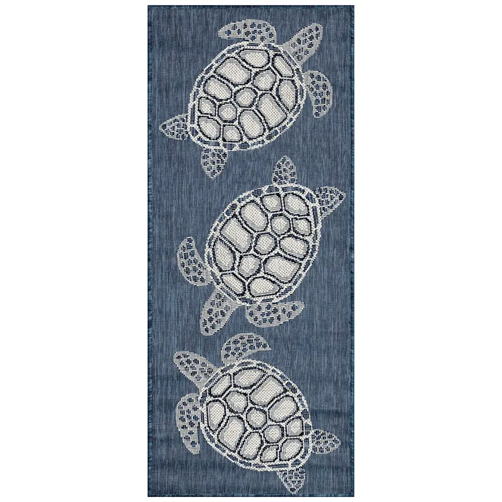 Liora Manne Carmel Seaturtles Indoor/Outdoor Area Rug Navy 1'11
