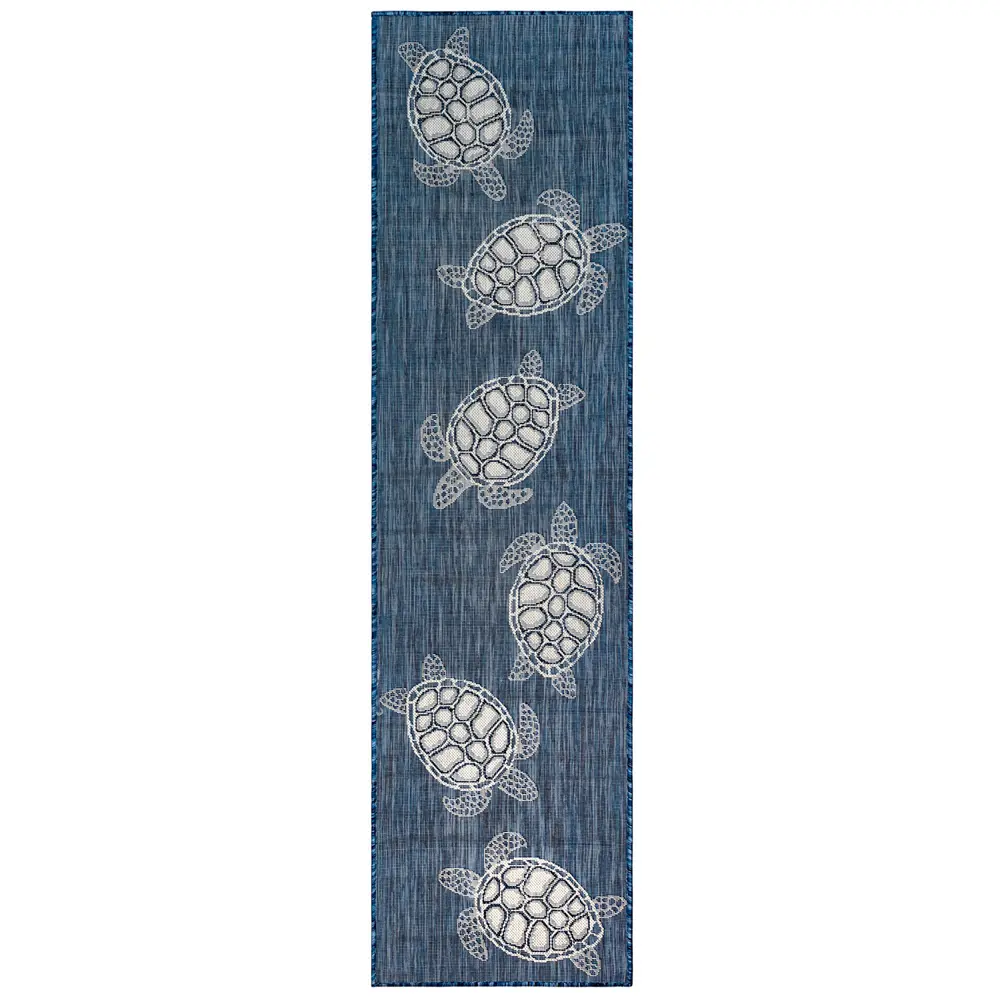 Liora Manne Carmel Seaturtles Indoor/Outdoor Area Rug Navy 1'11