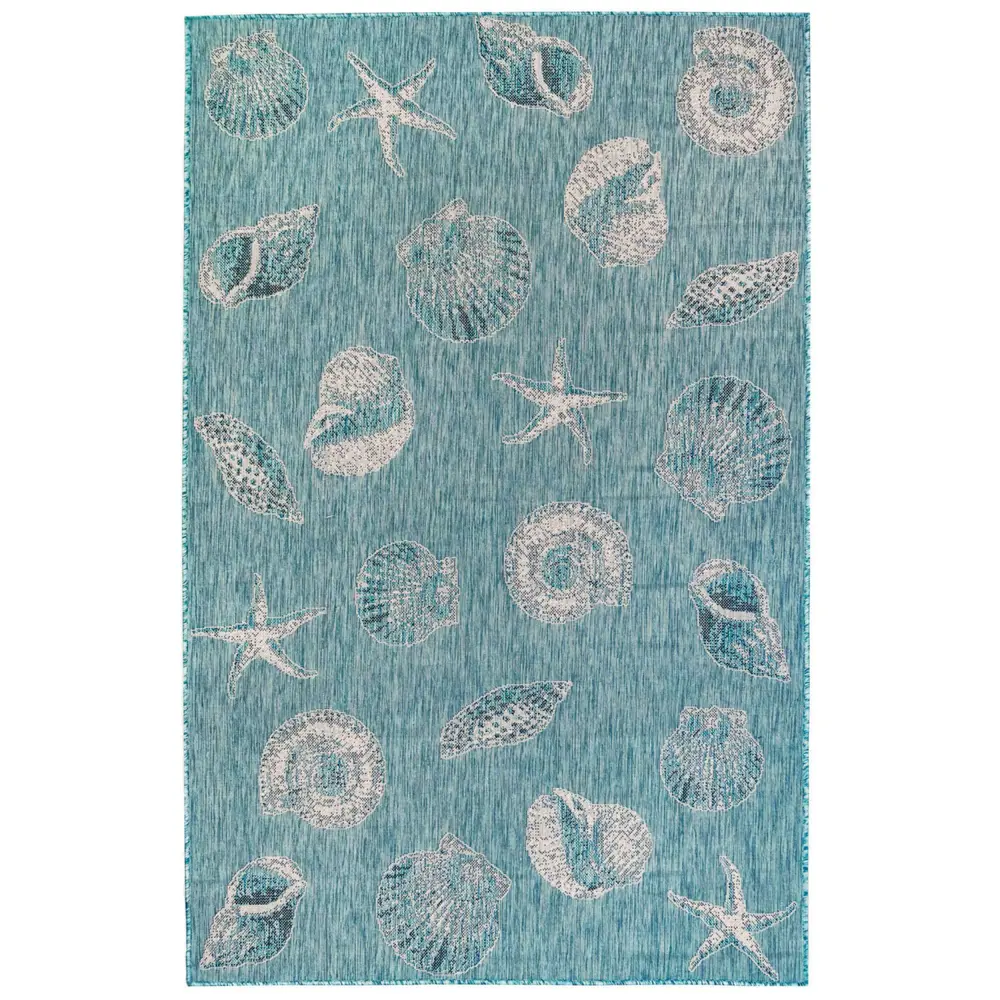 Liora Manne Carmel Shells Indoor/Outdoor Area Rug Aqua 3'3