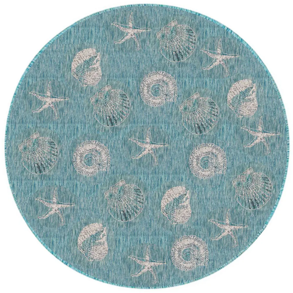 Liora Manne Carmel Shells Indoor/Outdoor Area Rug Aqua 7'10