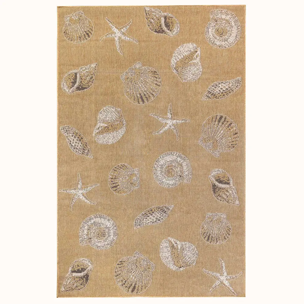 Liora Manne Carmel Shells Indoor/Outdoor Area Rug Sand 7'10