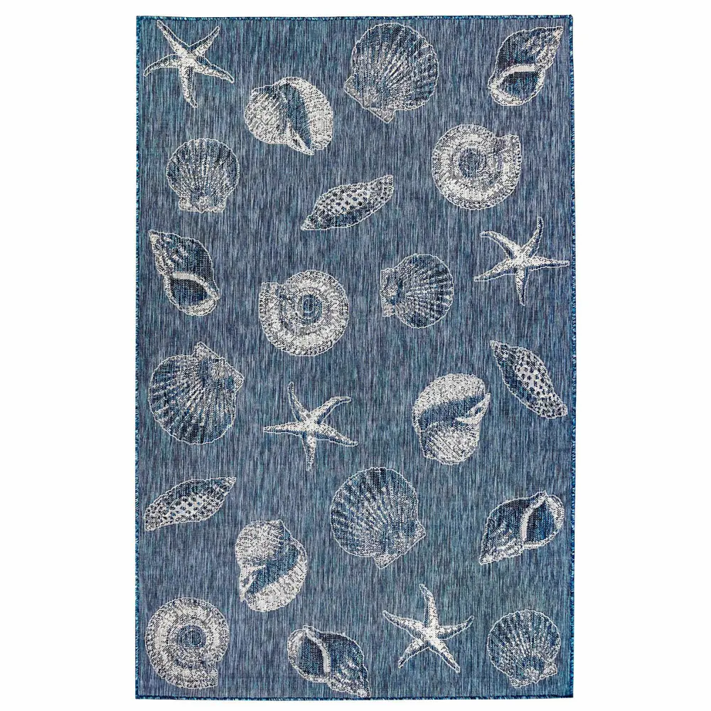Liora Manne Carmel Shells Indoor/Outdoor Area Rug Navy 7'10