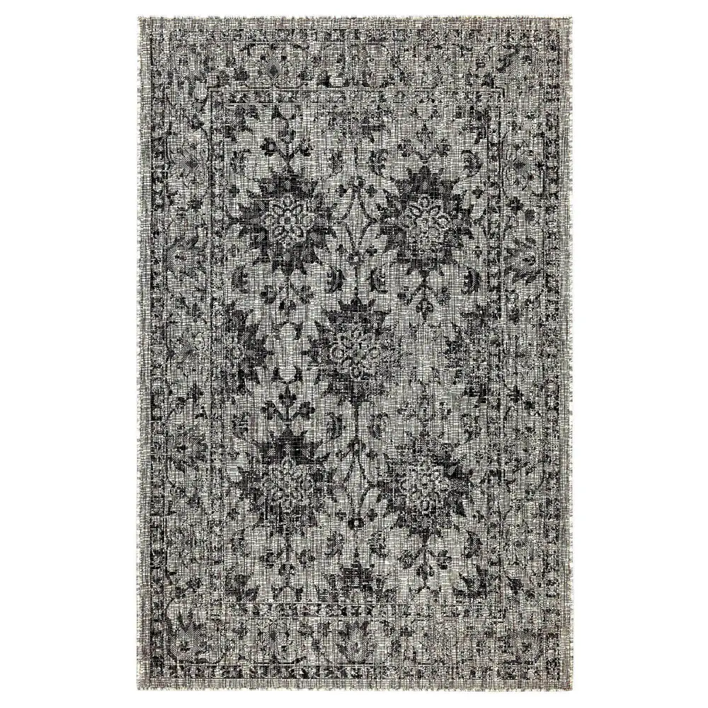 Liora Manne Carmel Vintage Floral Indoor/Outdoor Area Rug Black 4'10