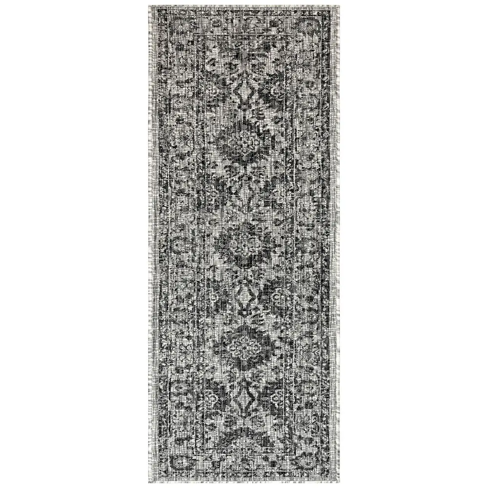 Liora Manne Carmel Vintage Floral Indoor/Outdoor Area Rug Black 1'11