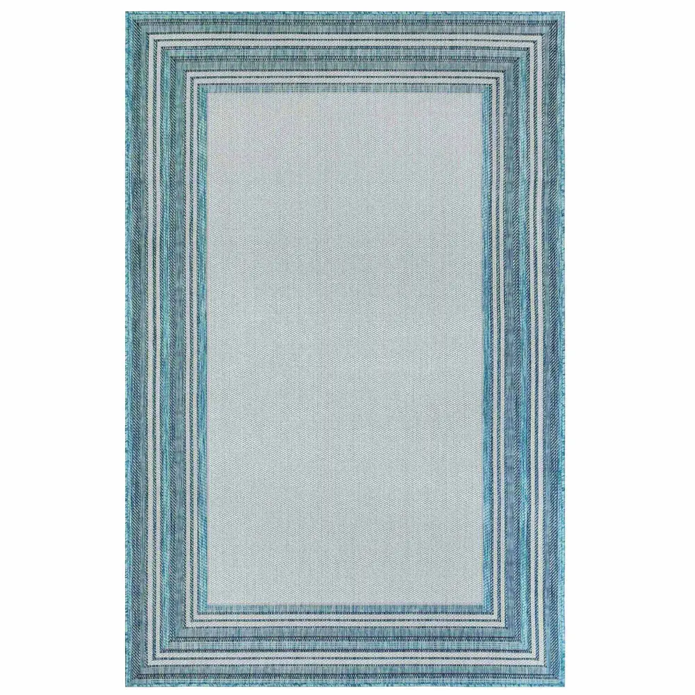 Liora Manne Carmel Multi Border Indoor/Outdoor Area Rug Aqua 6'6