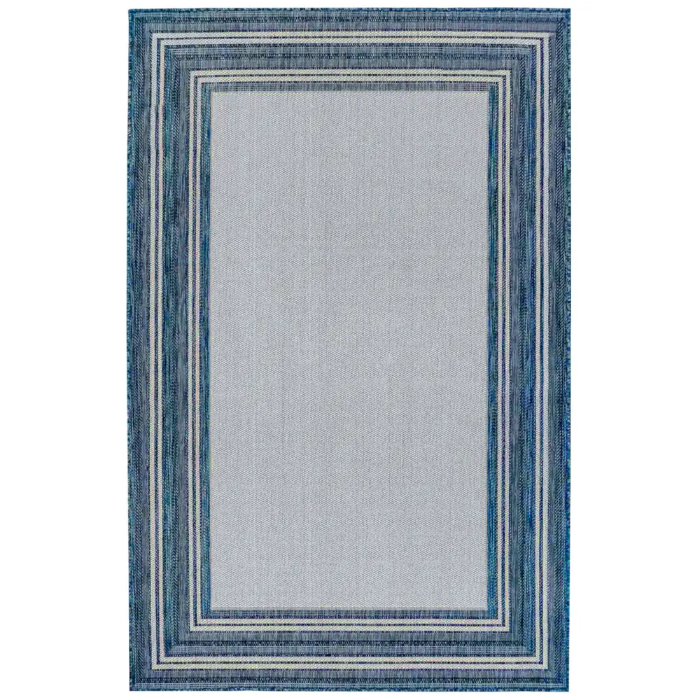 Liora Manne Carmel Multi Border Indoor/Outdoor Area Rug Navy 4'10
